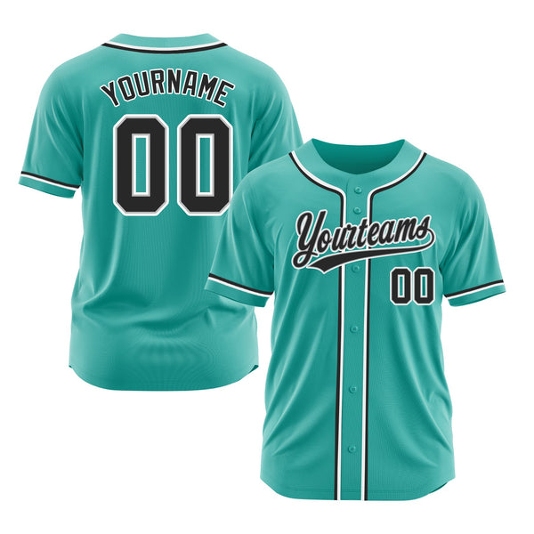 Custom Aqua Black-Gray Classic Style Authentic Sports Baseball Jersey