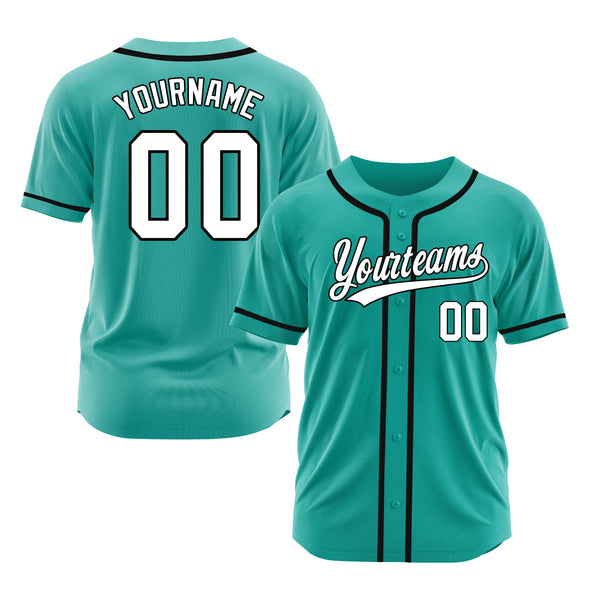 Custom Aqua White-Black Classic Style Authentic Sports Baseball Jersey