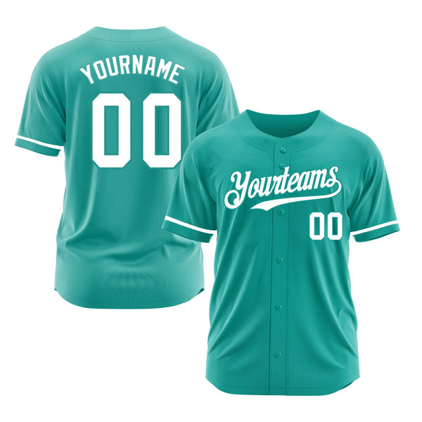 Custom Aqua White Classic Style Authentic Sports Baseball Jersey