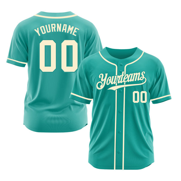 Custom Aqua Cream Classic Style Authentic Sports Baseball Jersey