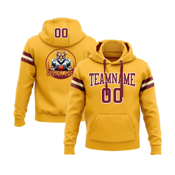 Custom Gold Crimson-White Personalized Sports Team Embroidered Pullover Hoodie