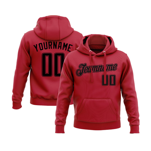 Custom Red Black-Red Personalized Sports Team Embroidered Pullover Hoodie