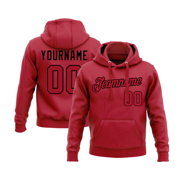 Custom Red Red-Black Personalized Sports Team Embroidered Pullover Hoodie