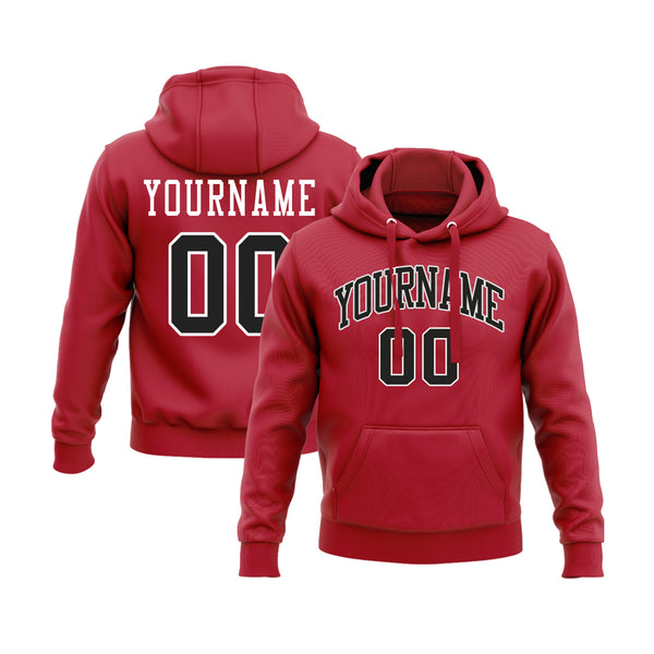 Custom Red Black-White Personalized Sports Team Embroidered Pullover Hoodie