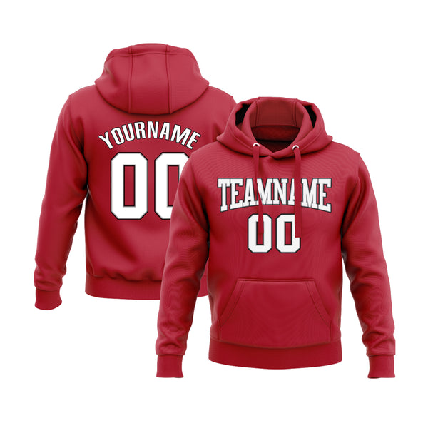 Custom Red White-Gray Personalized Sports Team Embroidered Pullover Hoodie