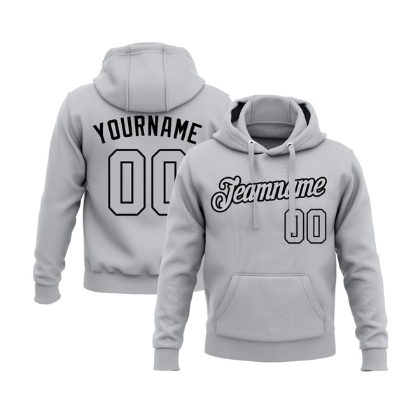 Custom Gray Gray-Black Personalized Sports Team Embroidered Pullover Hoodie