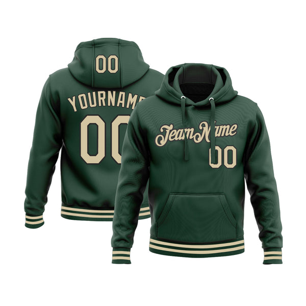 Custom Green Cream-Black Personalized Sports Team Embroidered Pullover Hoodie