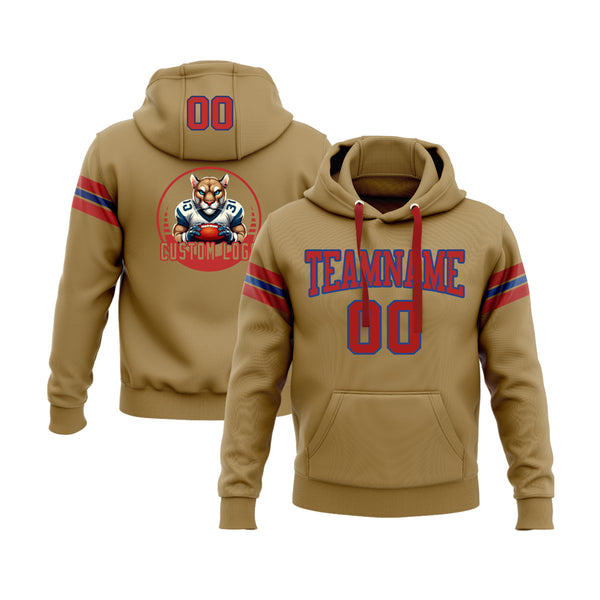 Custom Old Gold Red-Royal Personalized Sports Team Embroidered Pullover Hoodie