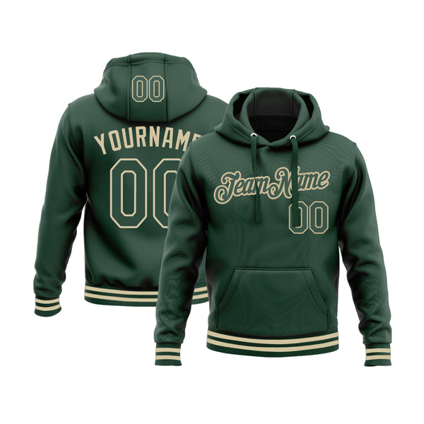 Custom Green Cream Personalized Sports Team Embroidered Pullover Hoodie