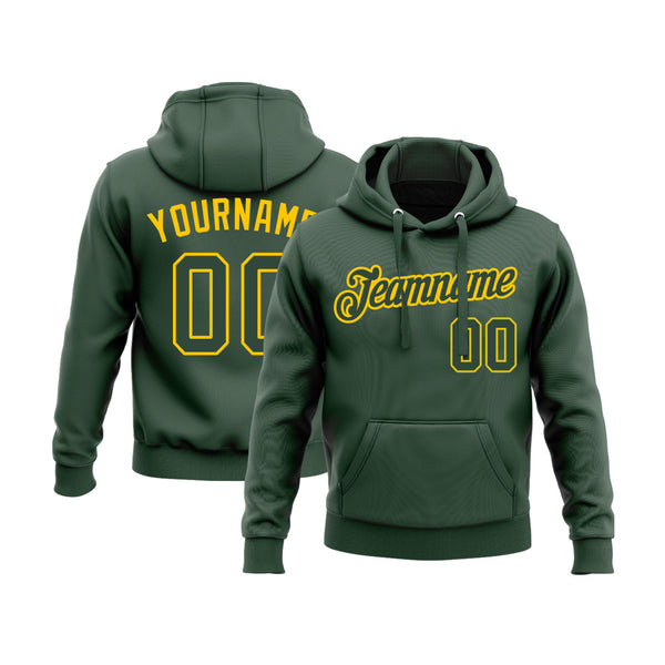 Custom Green Green-Gold Personalized Sports Team Embroidered Pullover Hoodie