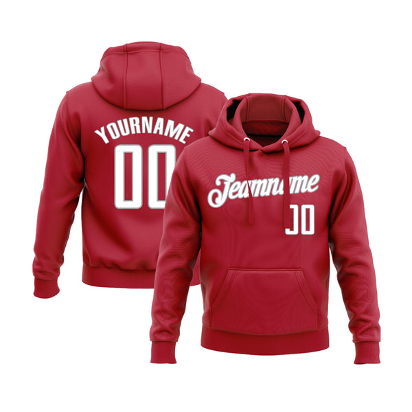 Custom Red White-Gray Personalized Sports Team Embroidered Pullover Hoodie