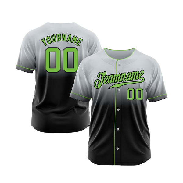 Custom Gray Neon Green-Black Fade Fashion Classic Style Authentic Sports Baseball Jersey