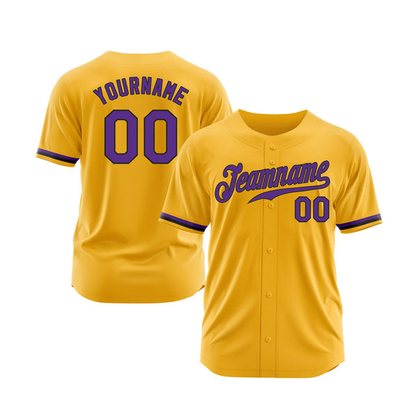 Custom Gold Purple-Black Classic Style Authentic Sports Baseball Jersey
