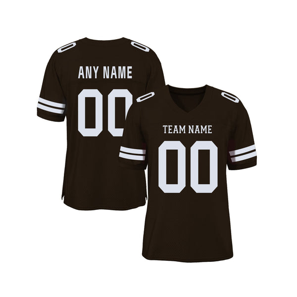 Custom Brown White Mesh Classic Style Authentic Sports Football Jersey