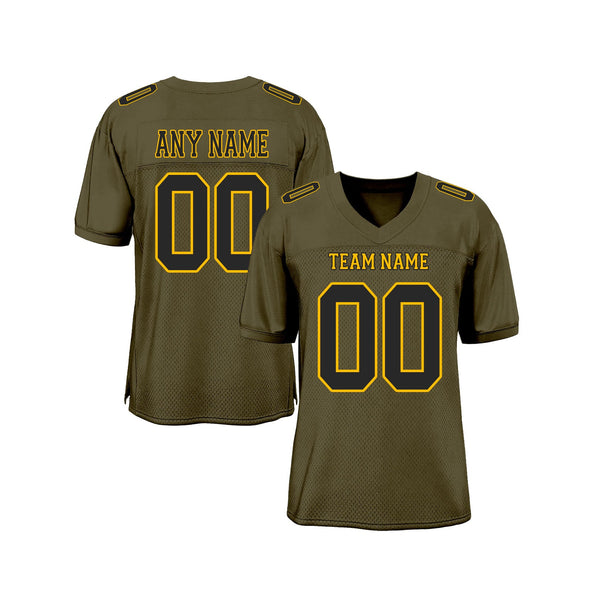 Custom Olive Black-Gold Mesh Salute To Service Classic Style Authentic Sports Football Jersey