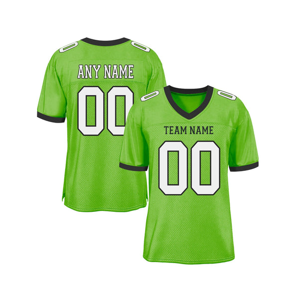 Custom Neon Green White-Black Mesh Classic Style Authentic Sports Football Jersey