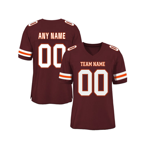 Custom Burgundy White-Orange Mesh Classic Style Authentic Sports Football Jersey