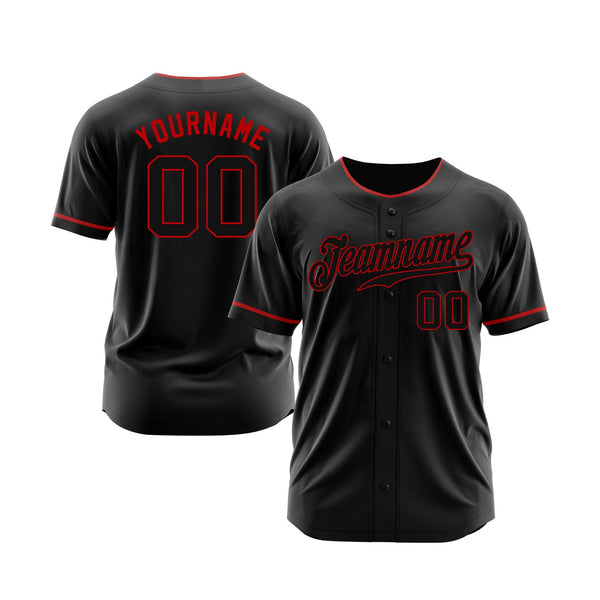 Custom Black Black-Red Classic Style Authentic Sports Baseball Jersey