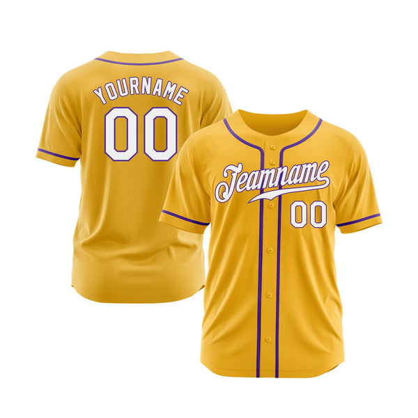 Custom Gold White-Purple Classic Style Authentic Sports Baseball Jersey