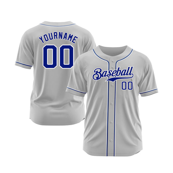 Custom Gray Royal-White Classic Style Authentic Sports Baseball Jersey