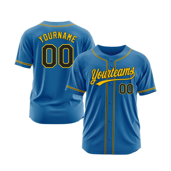 Custom Blue Black-Yellow Classic Style Authentic Sports Baseball Jersey