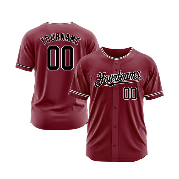 Custom Crimson Black-White Classic Style Authentic Sports Baseball Jersey