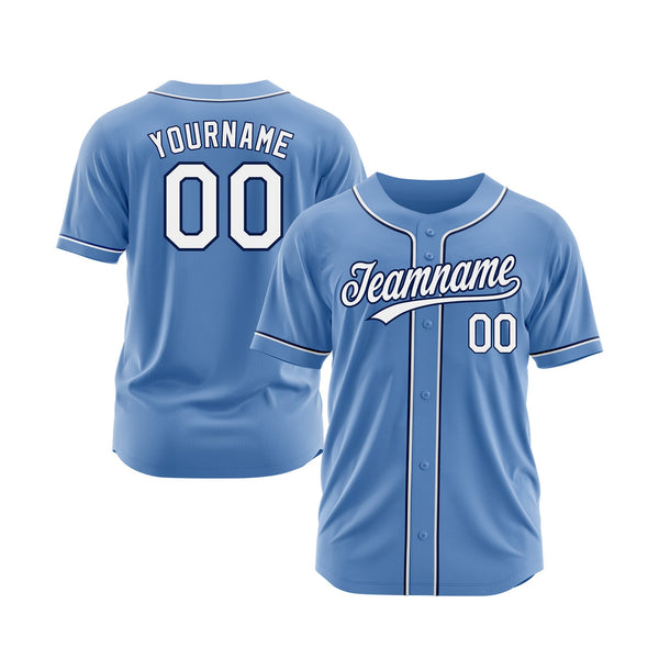 Custom Powder Blue White-Navy Classic Style Authentic Sports Baseball Jersey