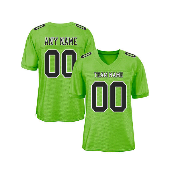 Custom Neon Green Black-White Mesh Classic Style Authentic Sports Football Jersey