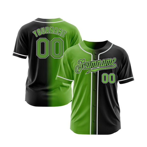 Custom Black Neon Green-White Gradient Fashion Classic Style Authentic Sports Baseball Jersey