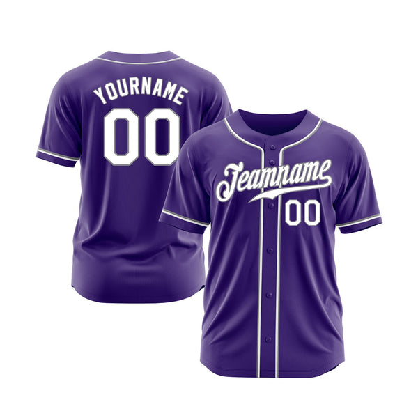 Custom Purple White-Gray Classic Style Authentic Sports Baseball Jersey