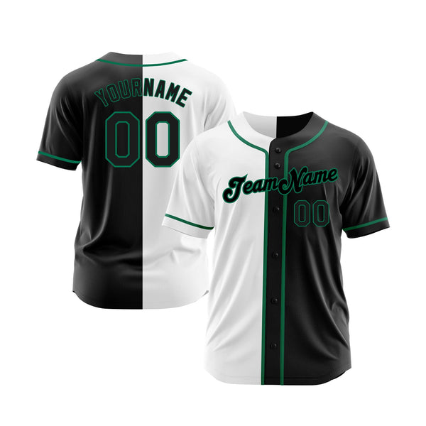 Custom White-Black Kelly Green Split Fashion Classic Style Authentic Sports Baseball Jersey