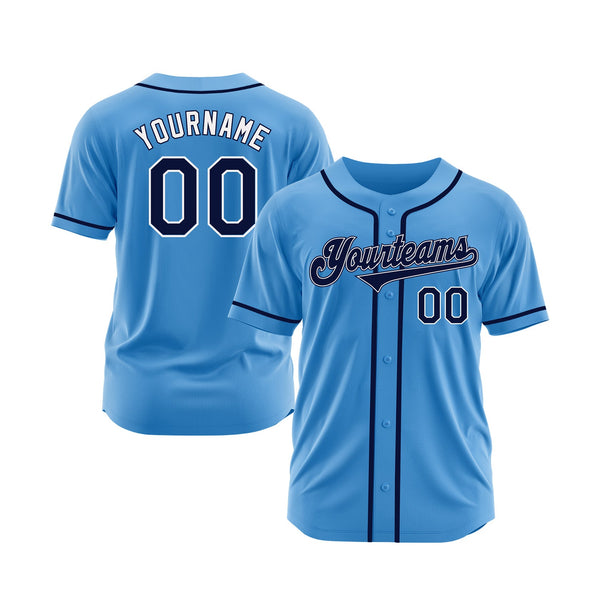 Custom Powder Blue Navy-White Classic Style Authentic Sports Baseball Jersey