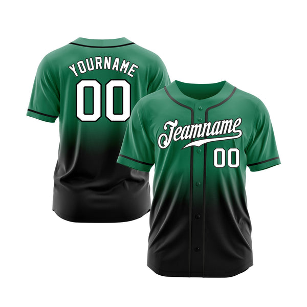 Custom Kelly Green White-Black Fade Fashion Classic Style Authentic Sports Baseball Jersey