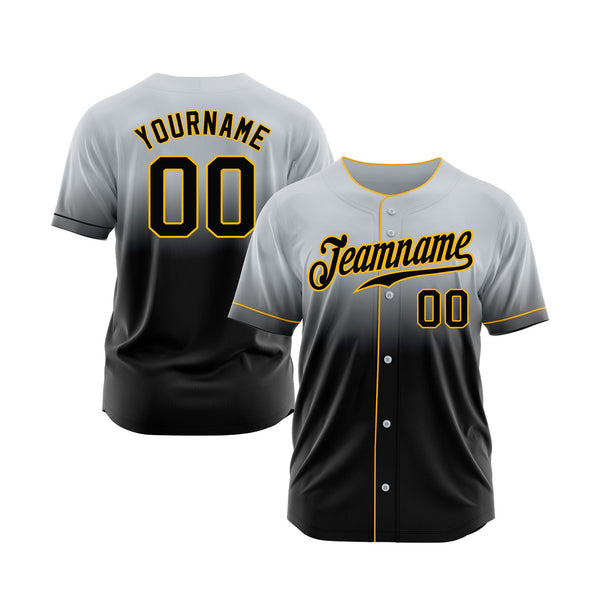 Custom Gray Black-Gold Fade Fashion Classic Style Authentic Sports Baseball Jersey