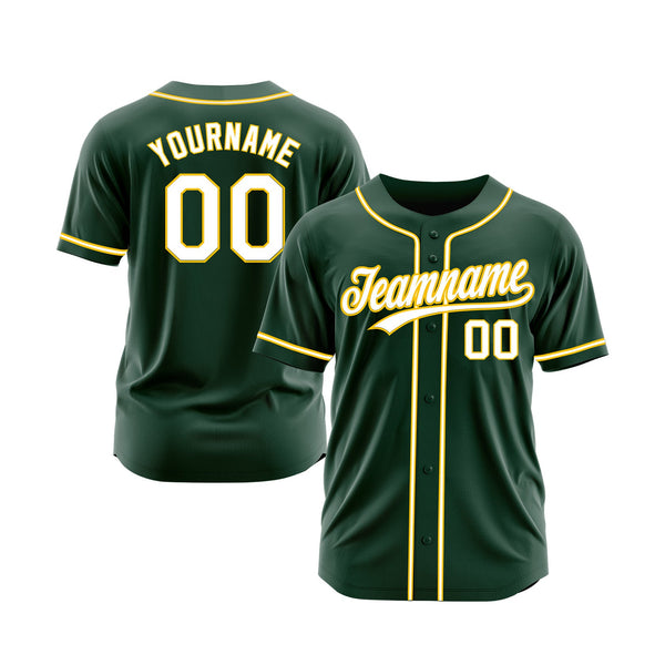Custom Green White-Gold Classic Style Authentic Sports Baseball Jersey