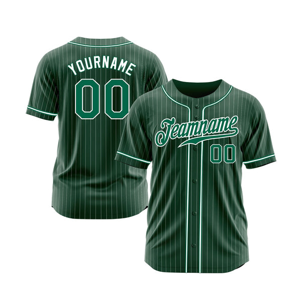 Custom Green White Pinstripe Kelly Green-White Classic Style Authentic Sports Baseball Jersey