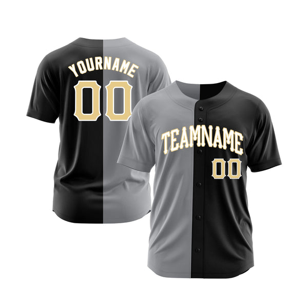 Custom Black Vegas Gold-Gray Split Fashion Classic Style Authentic Sports Baseball Jersey