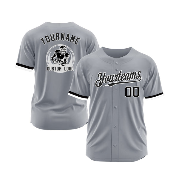 Custom Gray Black-White Classic Style Authentic Sports Baseball Jersey