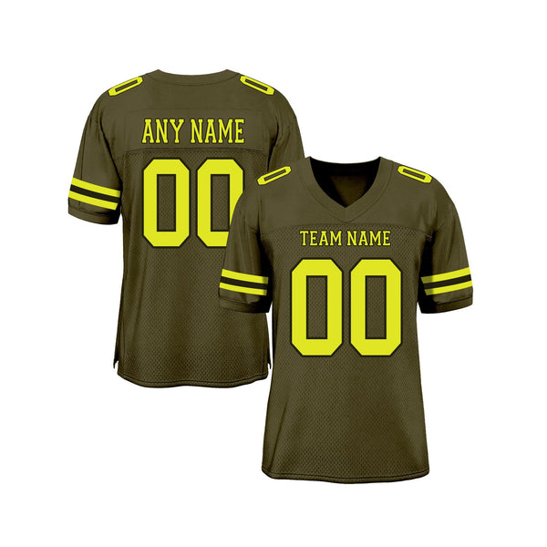 Custom Olive Neon Yellow-Black Mesh Salute To Service Classic Style Authentic Sports Football Jersey