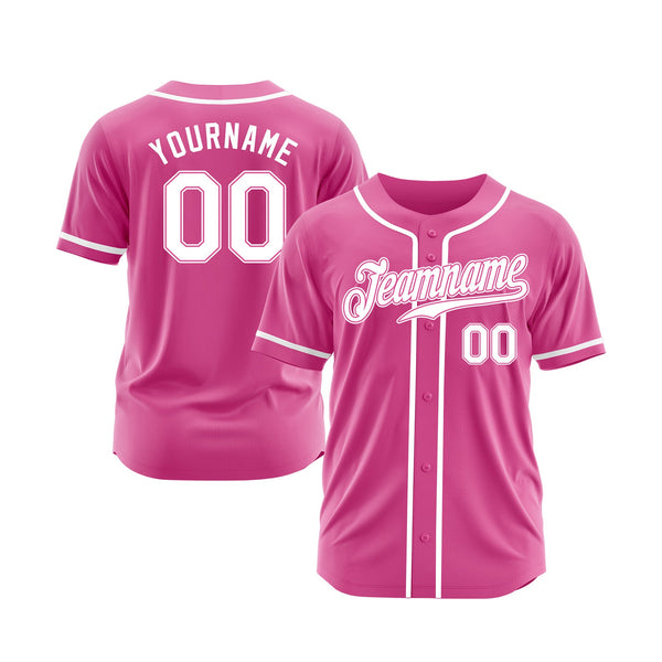 Custom Pink White Classic Style Authentic Sports Baseball Jersey