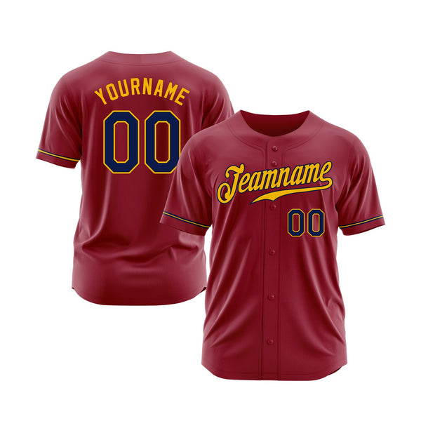 Custom Maroon Navy-Gold Classic Style Authentic Throwback Sports Baseball Jersey