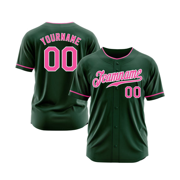 Custom Green Pink-White Classic Style Authentic Sports Baseball Jersey