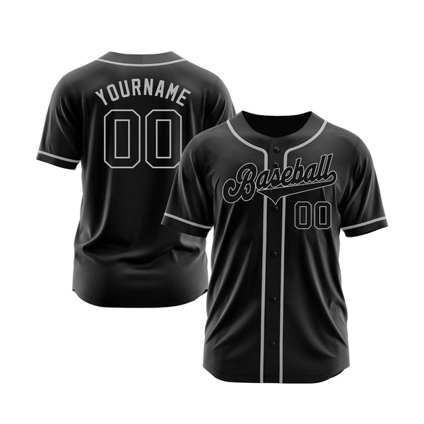 Custom Black Black-Gray Classic Style Authentic Sports Baseball Jersey