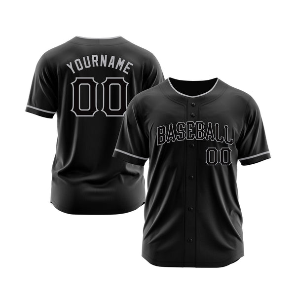 Custom Black Black-Gray Classic Style Authentic Sports Baseball Jersey