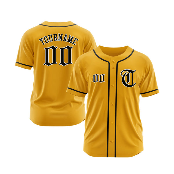 Custom Gold Black-White Classic Style Authentic Sports Baseball Jersey