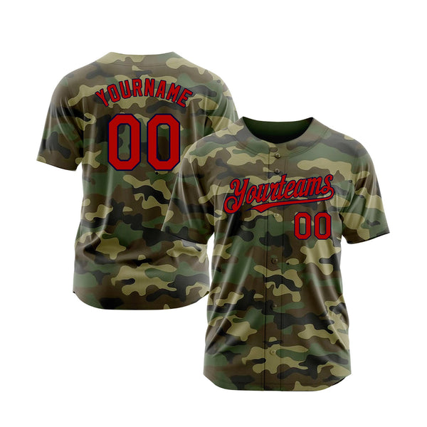 Custom Camo Red-Navy Salute To Service Classic Style Authentic Sports Baseball Jersey