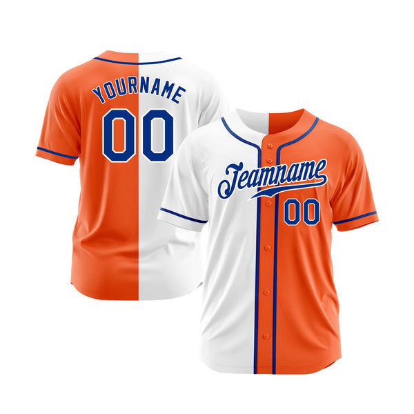 Custom Orange Royal-White Split Fashion Classic Style Authentic Sports Baseball Jersey