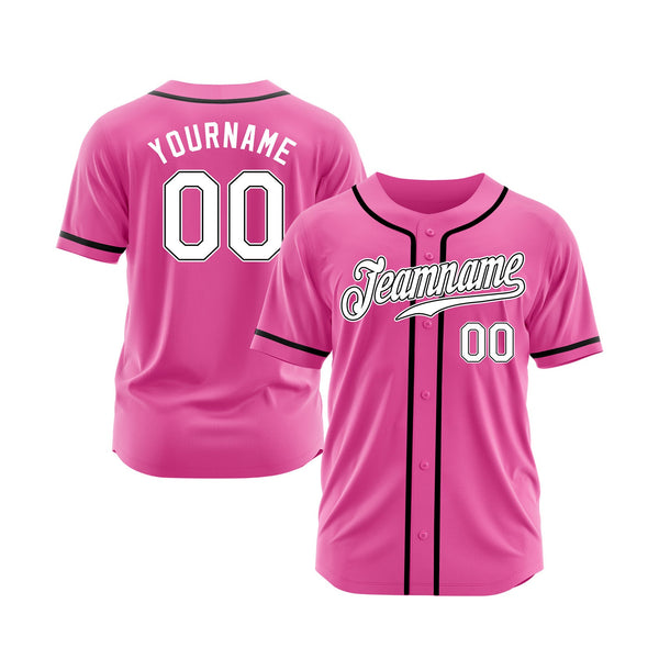 Custom Pink White-Black Classic Style Authentic Sports Baseball Jersey