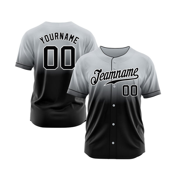 Custom Gray Black-White Fade Fashion Classic Style Authentic Sports Baseball Jersey
