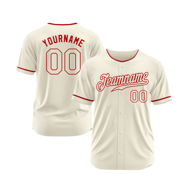 Custom Cream Cream-Red Classic Style Authentic Sports Baseball Jersey